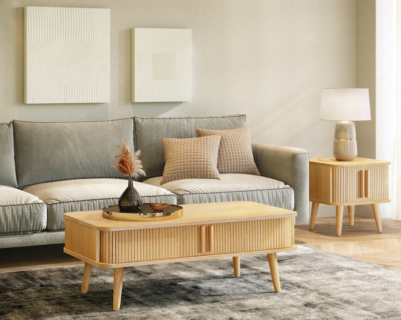 Woodman Rove sofabord i egefiner med skydelåger på 107x58x41 cm Wood