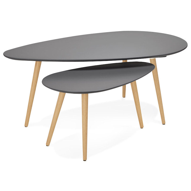 Gosmi sofabordssæt med grå bordplade og træben fra Kokoon Design