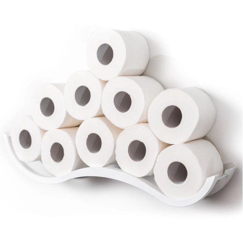 Hvid hylde til toiletpapir