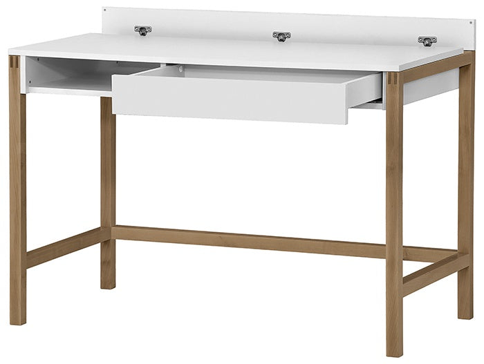 Hvidt træ skrivebord med opbevaring