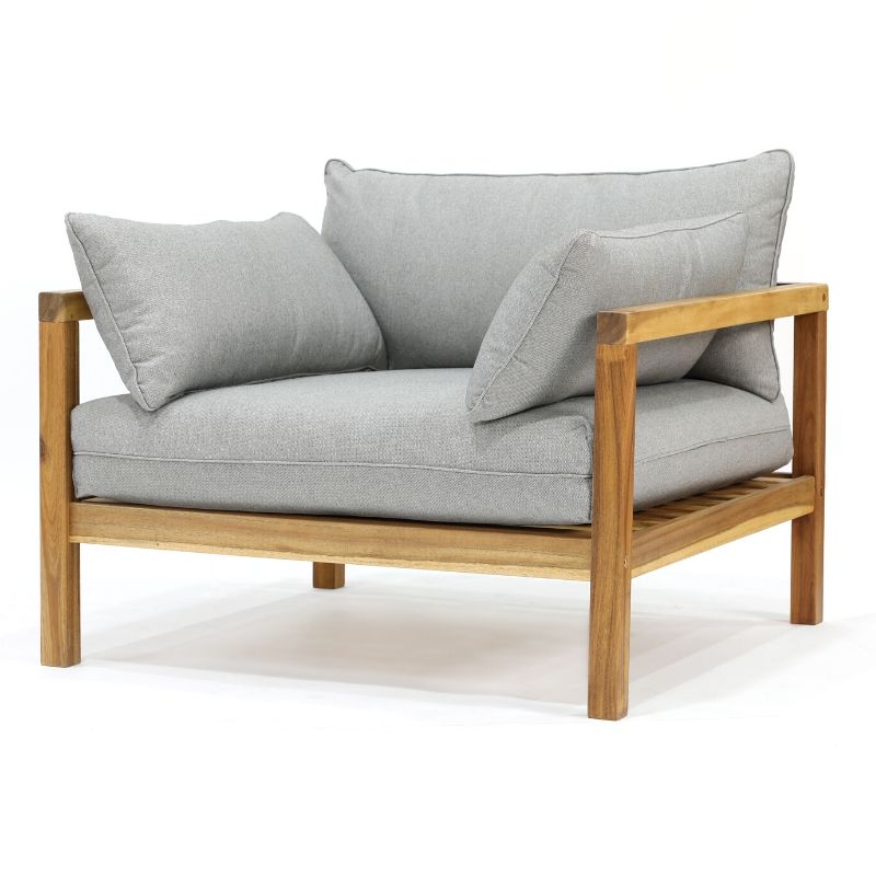 Marion loungestol i akacietræ med grå puder fra Venture Design