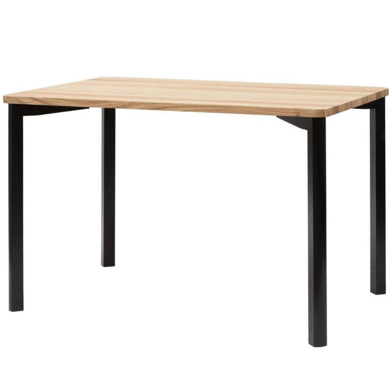 Spisebord i asketræ med sortmalede ben på 120x80 cm