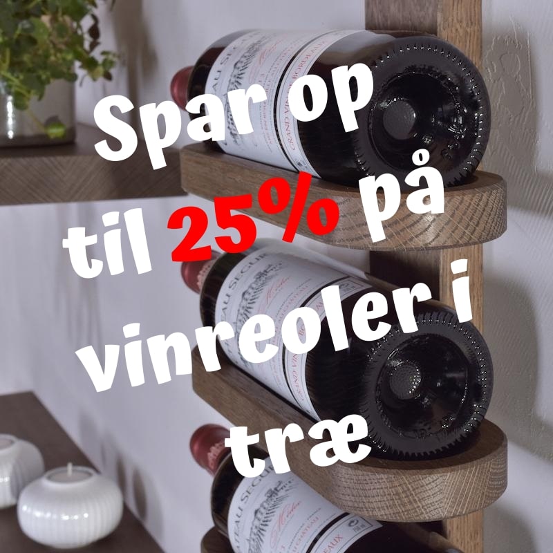 Spar op til 25% på vinreoler i træ