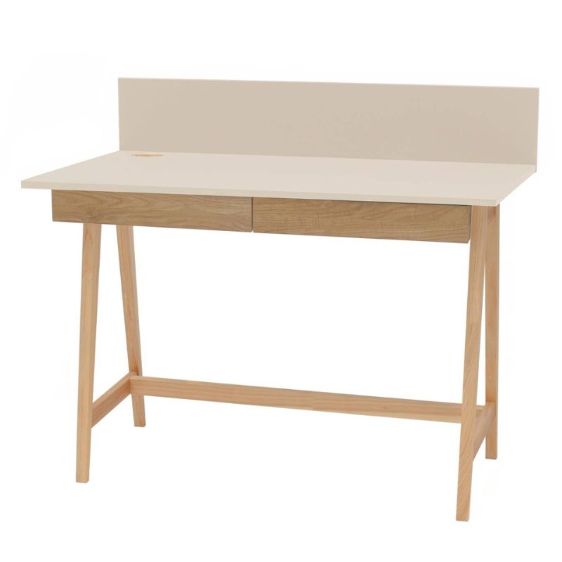 Beige skrivebord 110 cm langt