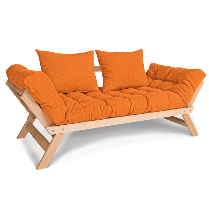 Loungesofa og sovesofa med orange hynder