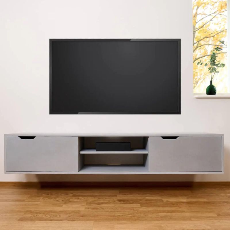 NOBLE væghængt TV-bord i komplet grå birkekrydsfiner