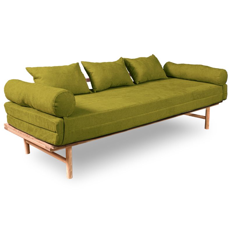 Sofa i bøgetræ med grønt betræk