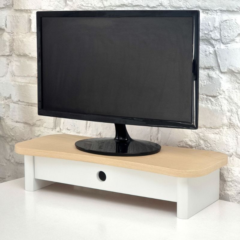 Computer stander i asketræ og MDF 60x24x13 cm | Fri fragt – Wood To You