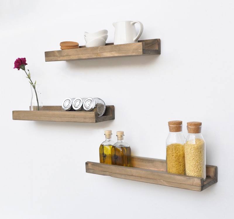 Sæt med 3 hylder i grantræ på 50x13x6 cm | Køb her i dag – Wood To You