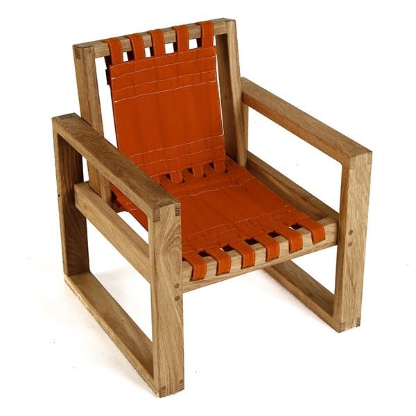 Frame Chair i natur olieret egetræ med orange kanvas fra Collect Furniture