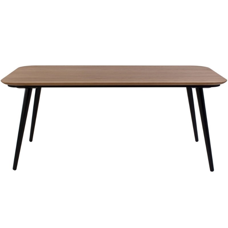 Spisebord i asketræ på 180x90x75 cm med sortmalede ben