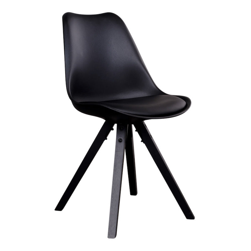 Bergen spisebordsstol i sort kunstlæder med sorte ben