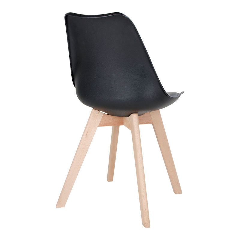 Dansk designet sort spisebordsstol med træben
