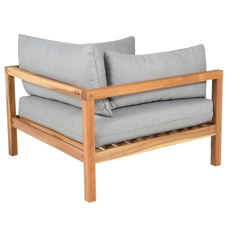 Eksklusiv loungestol med grå pude og træben