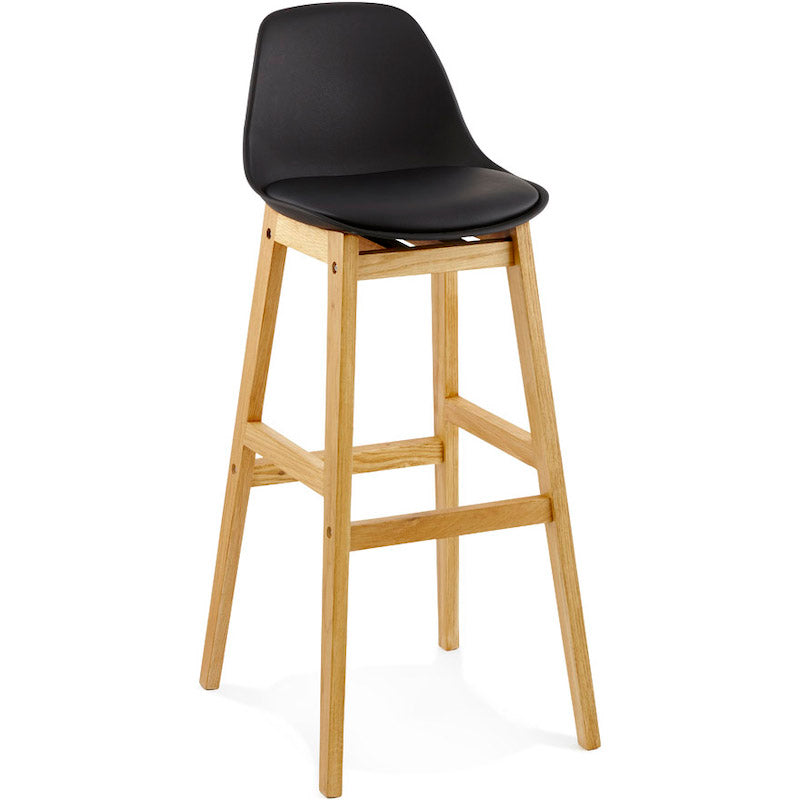 Elody barstol med træben og sort sæde fra Kokoon Design