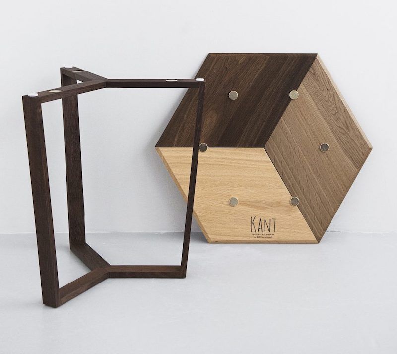 Femkantet sofabord i træ med flot dansk design