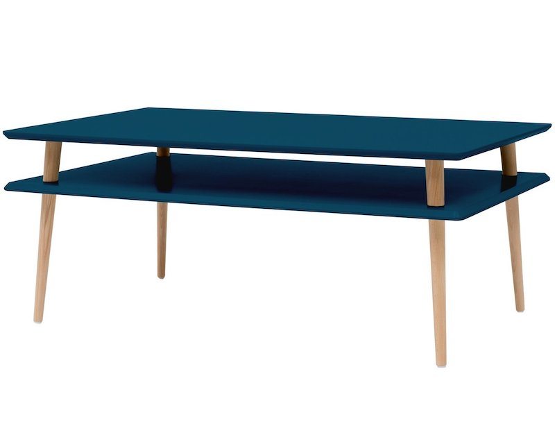 Firkantet sofabord i blå træ på 110x70x45 cm