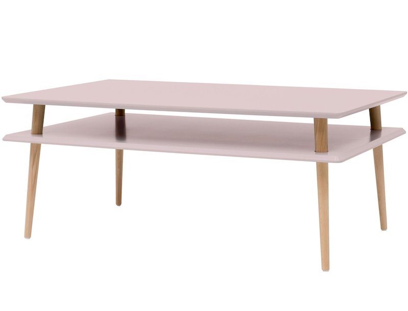 Firkantet sofabord i lyserødt træ på 110x70x45 cm