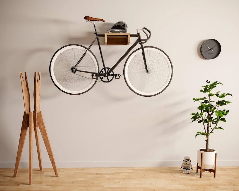 Flot vægmonteret cykelophæng i kvalitetstræ