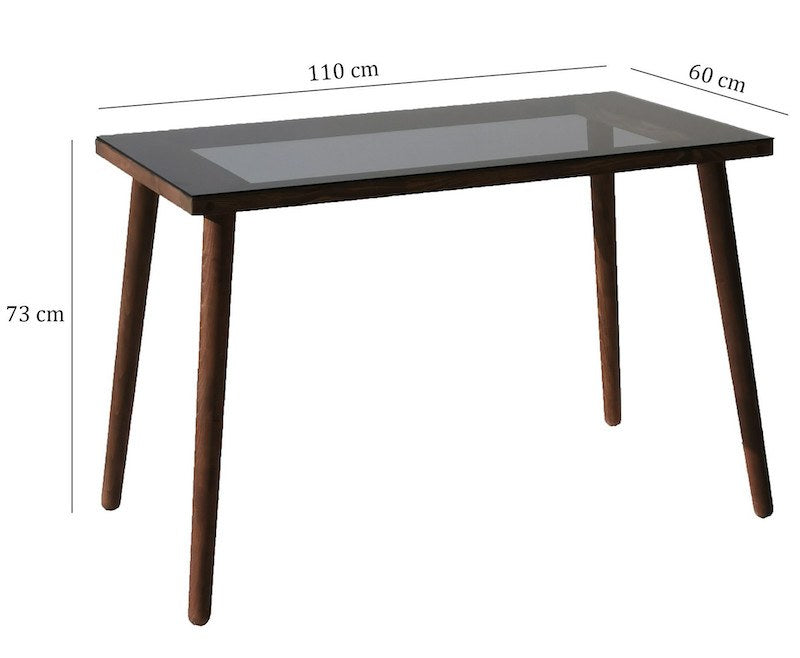 Glas skrivebord på 110x60x73 cm