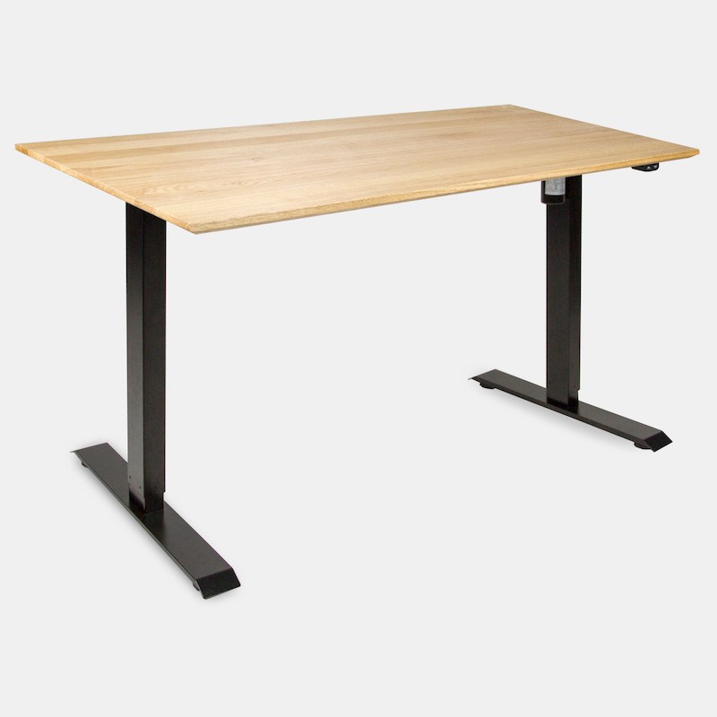 Hæve-sænkebord i egetræ på 132x65 cm
