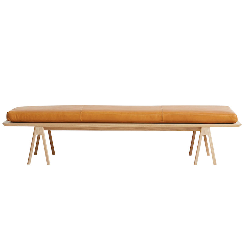 WOUD Level daybed i egetræ med madras i ægte læder