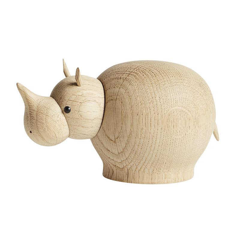Figur Rina Rhinoceros næsehorn i træ i flot dansk design fra WOUD ...