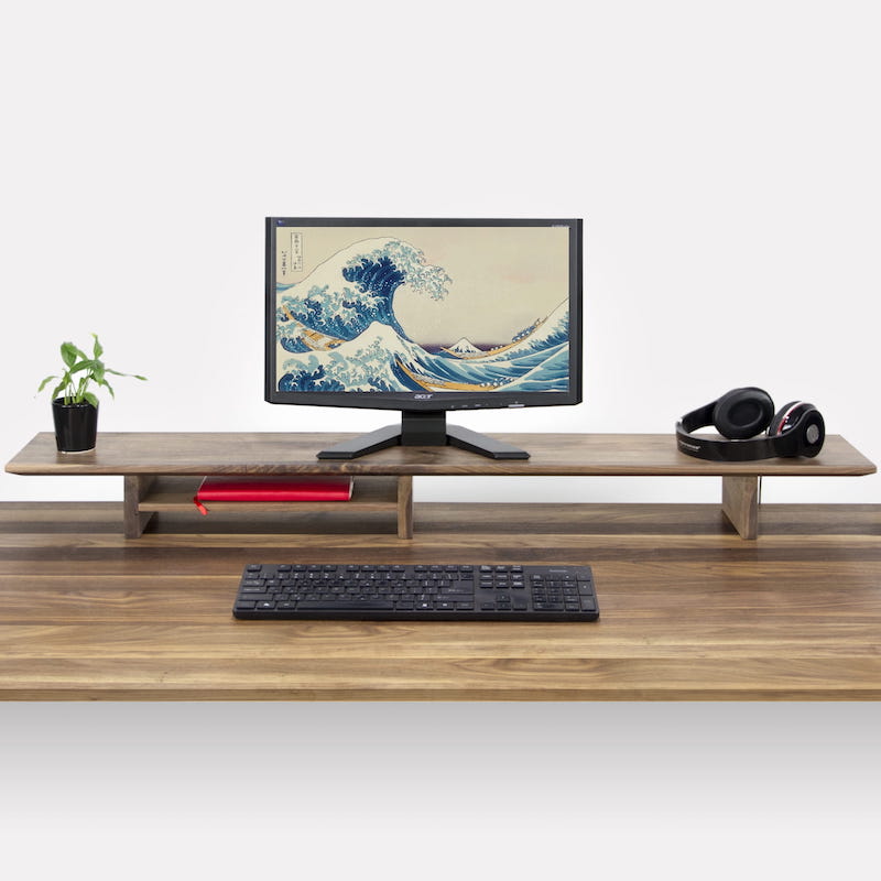 Computer stander i valnøddetræ på 120x20x11 cm til skrivebord – Wood To You