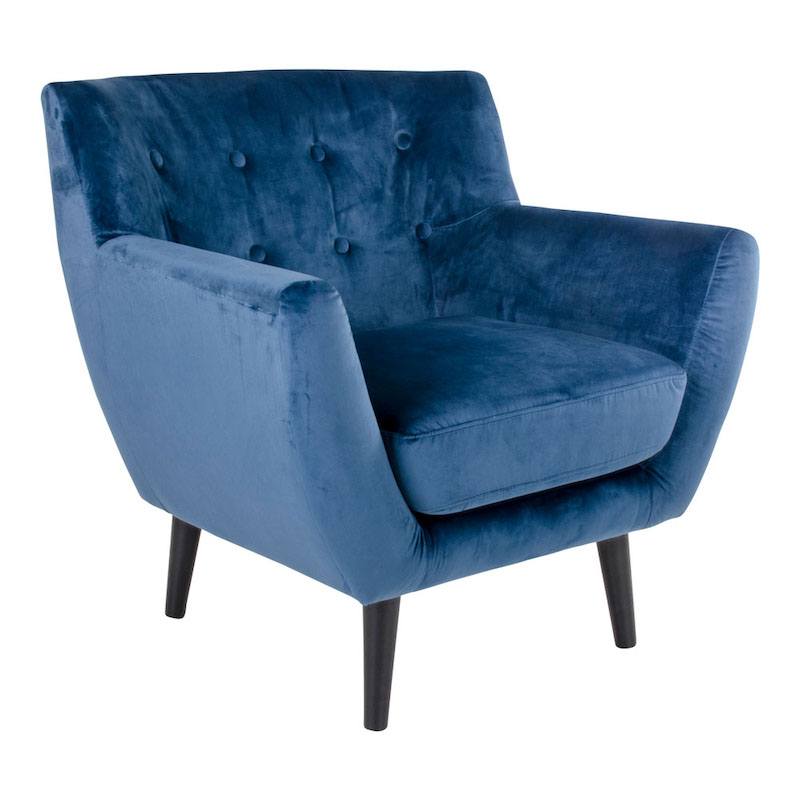 Monte lænestol i mørkeblå velour fra House Nordic