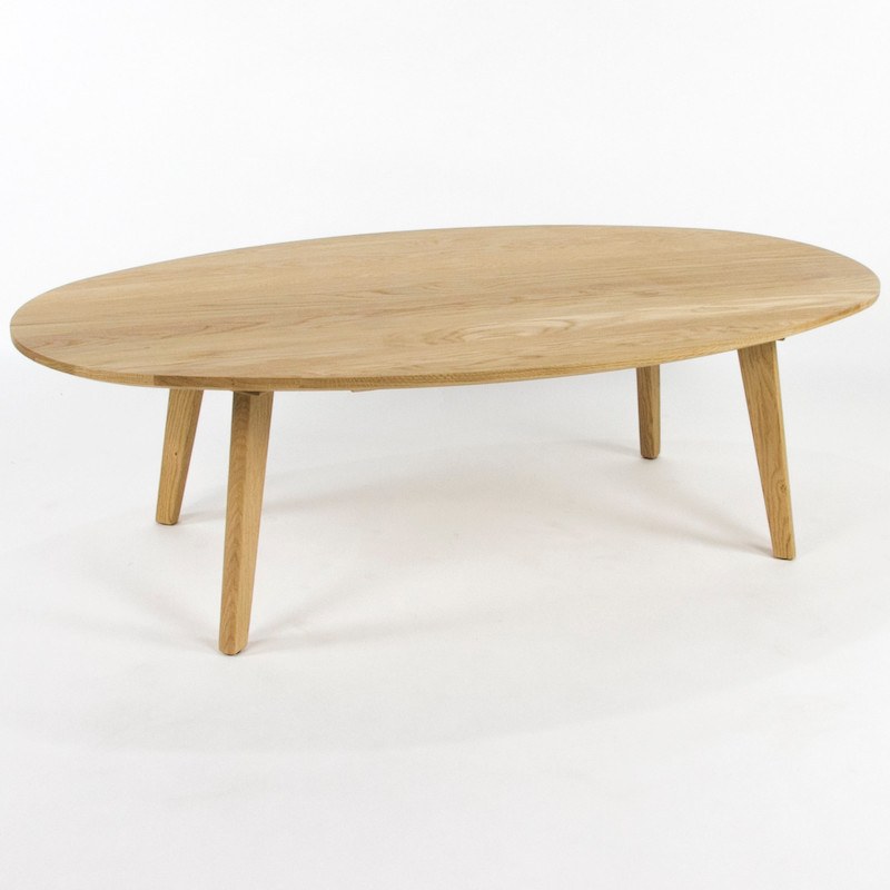 Ovalt sofabord i massiv eg på 115x65 cm