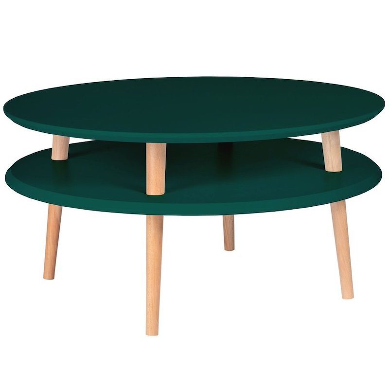 Rundt grønt sofabord i træ på 70x35 cm