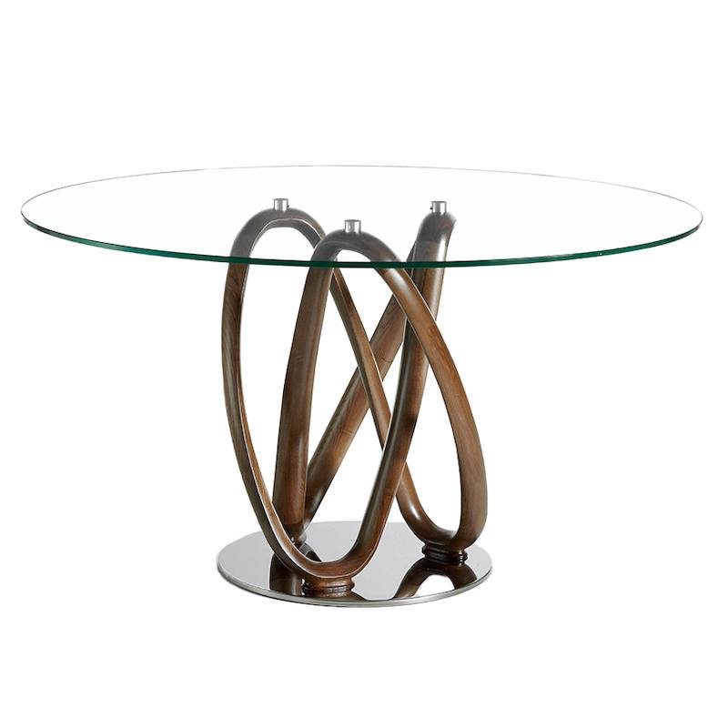 Rundt spisebord på 130x78 cm med glasbordplade