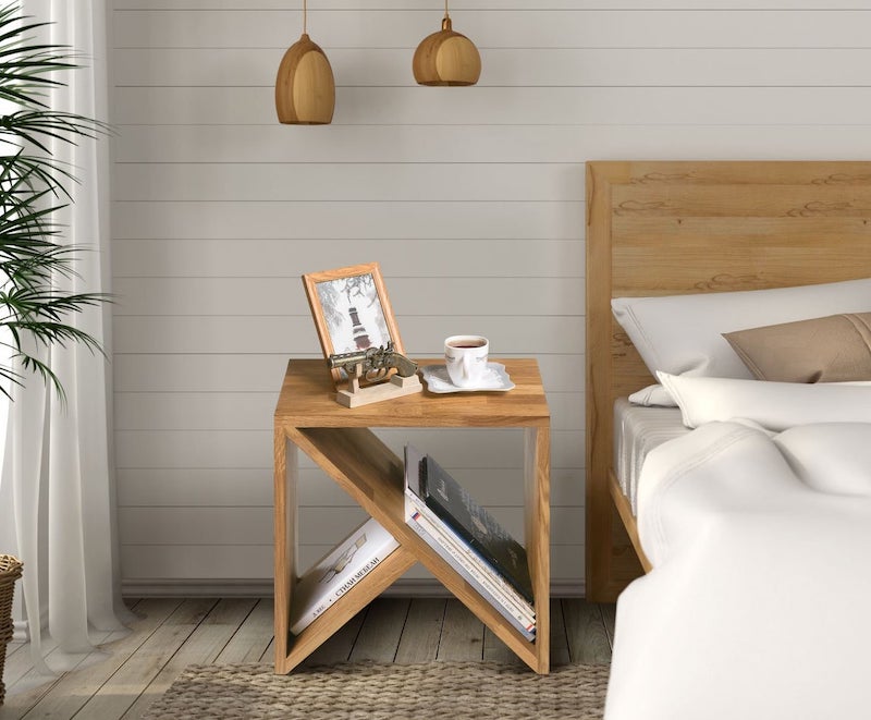 Sengebord i træ med flot dansk design