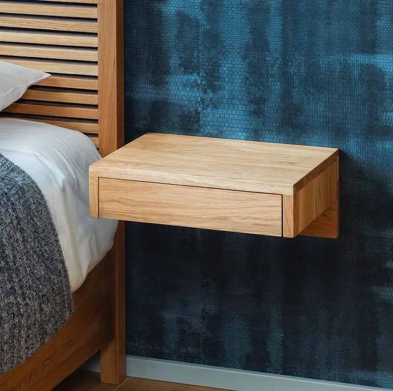 have på Motivere Indbildsk Væghængt sengebord i træ med skuffe på 40x30x18 cm | Fri fragt – Wood To You