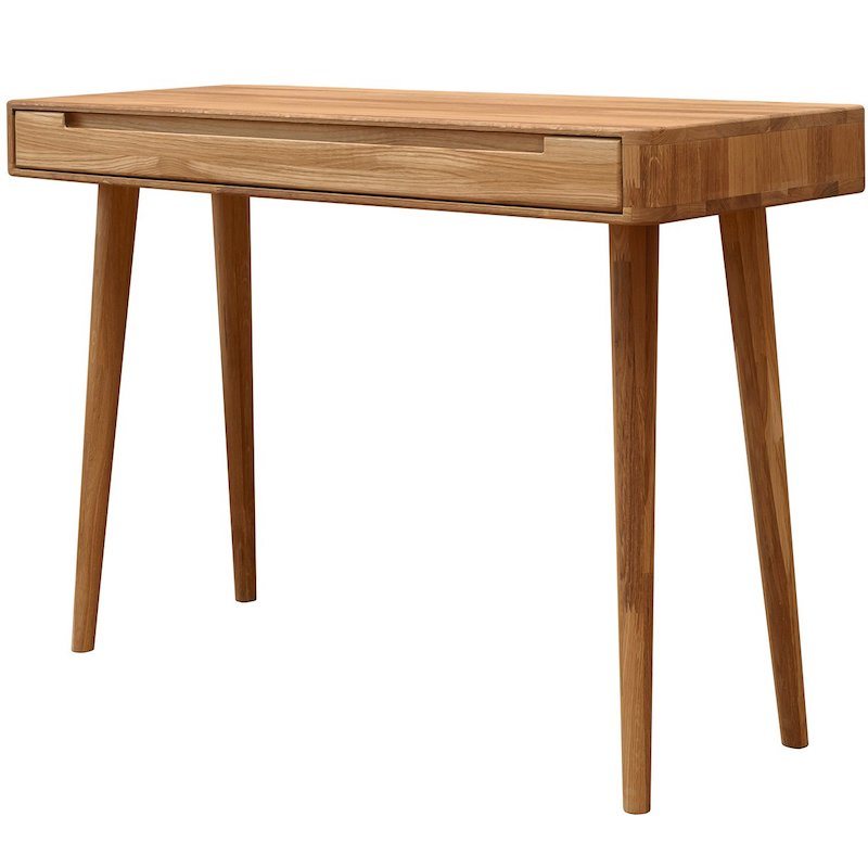 Skrivebord i massivt egetræ med én stor skuffe fra Wood To You