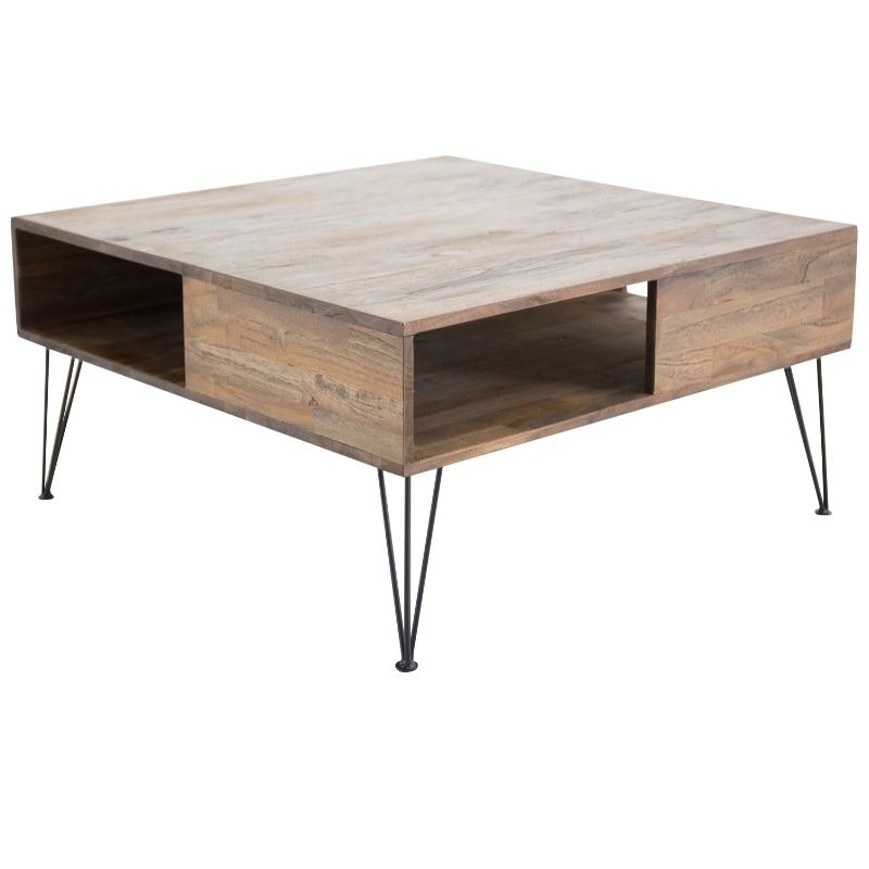 Firkantet sofabord i med sorte på 80 x 80 x 40 cm – Wood To You