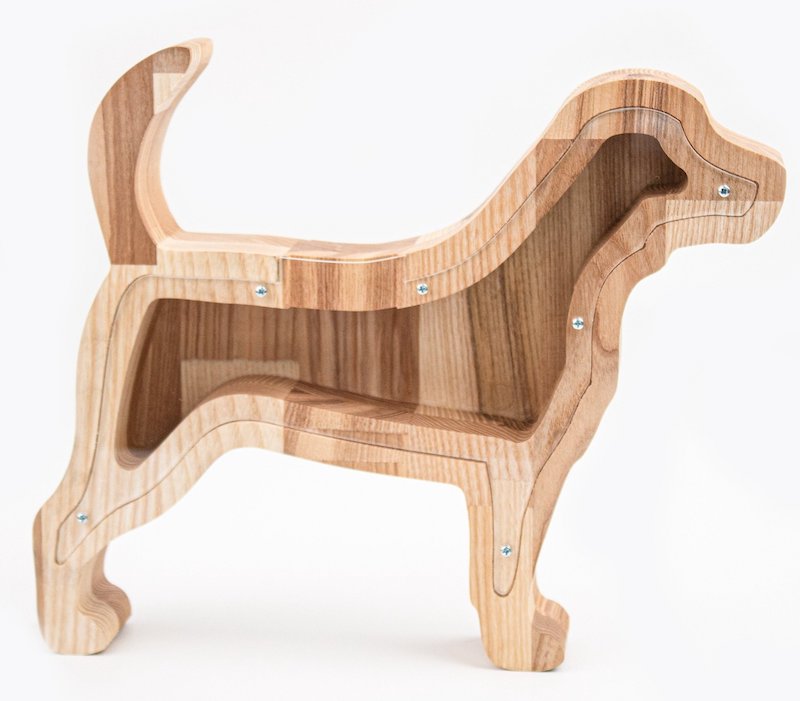 udformet som hund i asketræ og plexiglas | Køb her Wood To You