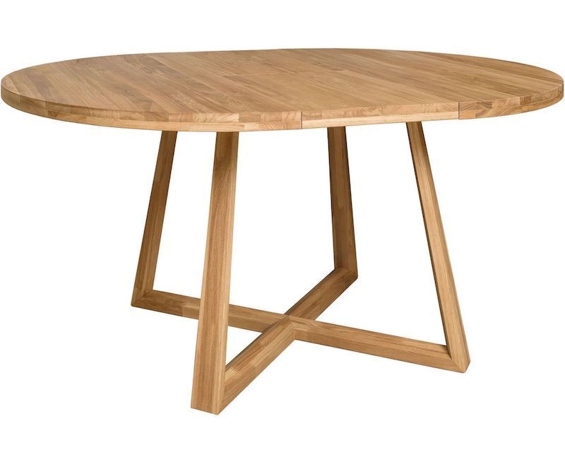 Spisebord i eg med udtræk der kan forlænges fra 120 til 160 cm
