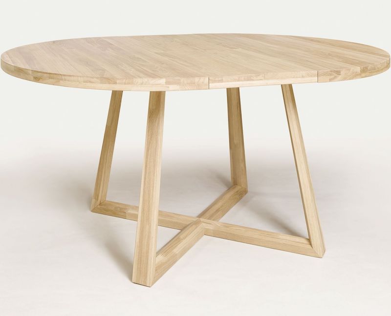 Spisebord med tillægsplader i egetræ på 120-160 cm