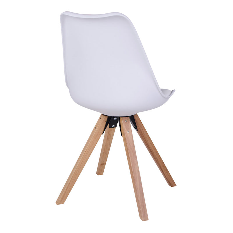 Spisebordsstol i hvid kunstlæder med træben