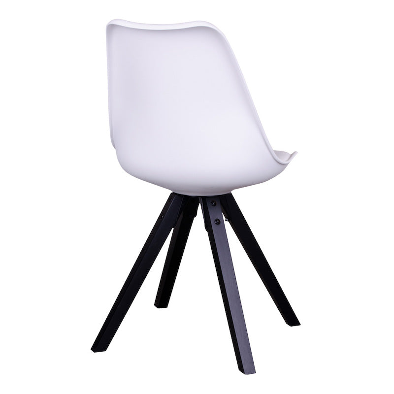 Spisebordsstol med hvidt sæde og sorte træben