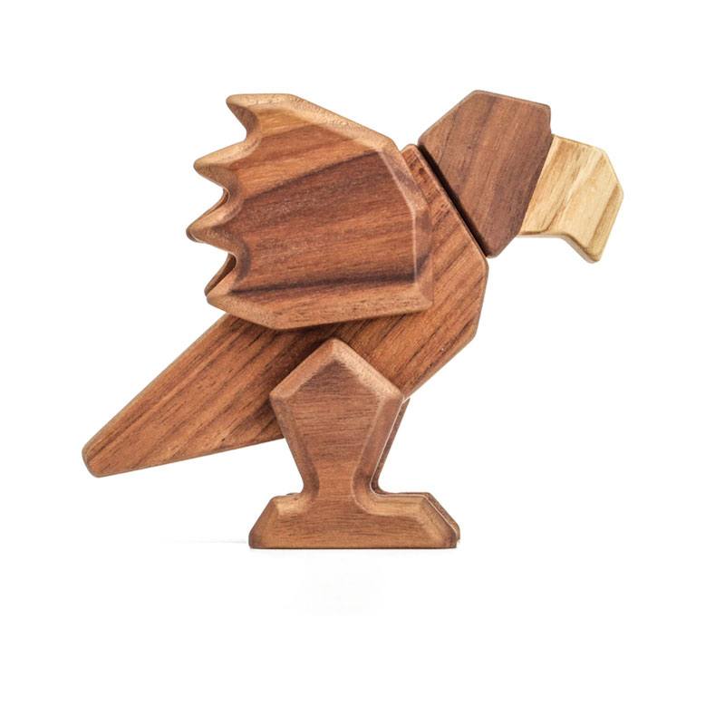 Patent bue Uplifted Papegøjen trædyr fra FableWood med 6 magnetiske dele til børn – Wood To You