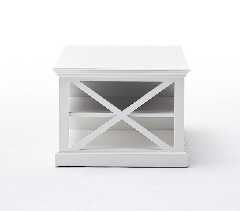 Træsofabord i hvid med opbevaringsrum