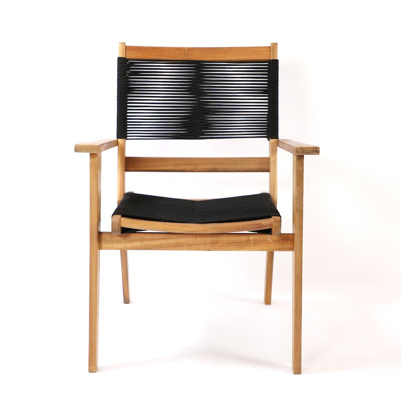 Stabelbar havestol akacietræ og sort reb fra Venture Design – Wood You